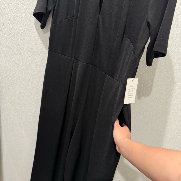 Eloquii Black Jumpsuit Wide Leg Size 16 Side Pockets Key Hole Front - Picture 10 of 12